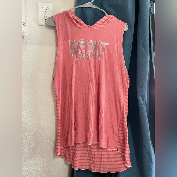Tops - Women's Pink Sleeveless Tee with Silver Print